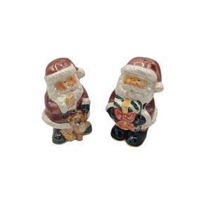 Vintage Santa Clause Set Salt and Pepper Shakers Holds Teddy or  Present 4"
